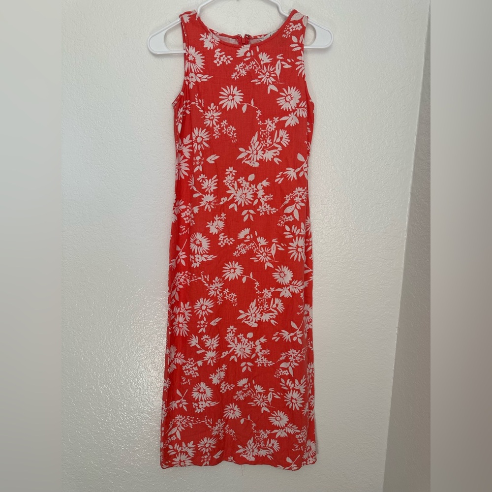 Red Floral Sleeveless Dress
